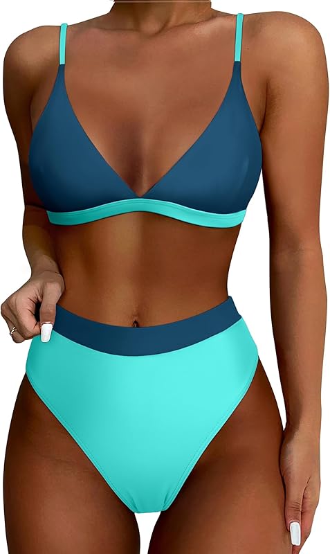 Women High Waisted High Cut Bikini Set Sexy Triangle Two Piece Swimsuits - Seldom Seen Styles