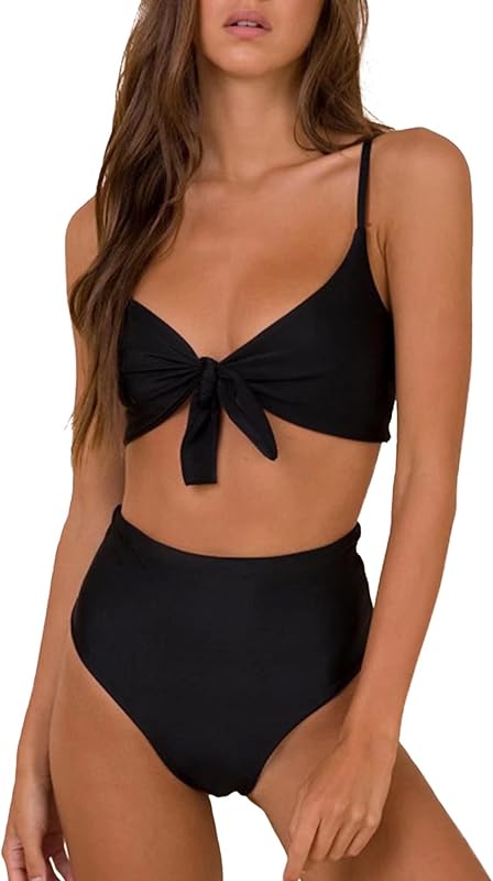 Womens High Waisted Bikini Set Tie Knot High Rise Two Piece Swimsuits Bathing Suits - Seldom Seen Styles