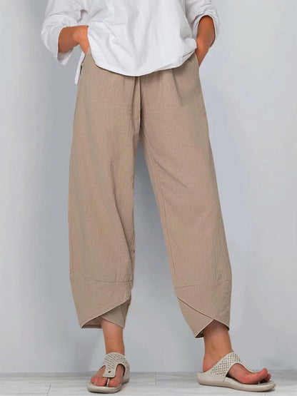 Damen Caprihose Lässige Sommerhose aus Baumwolle Kurzhose Loungehose