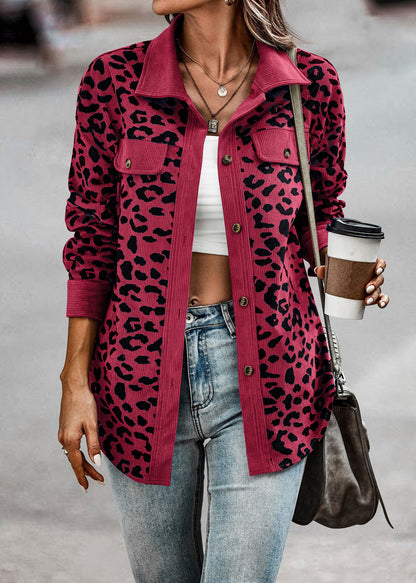 Womens Shacket Jacket Casual Leopard Print Cardigans Coat Oversized Button Down Long Sleeve Shirt 2024 Fashion Outfits