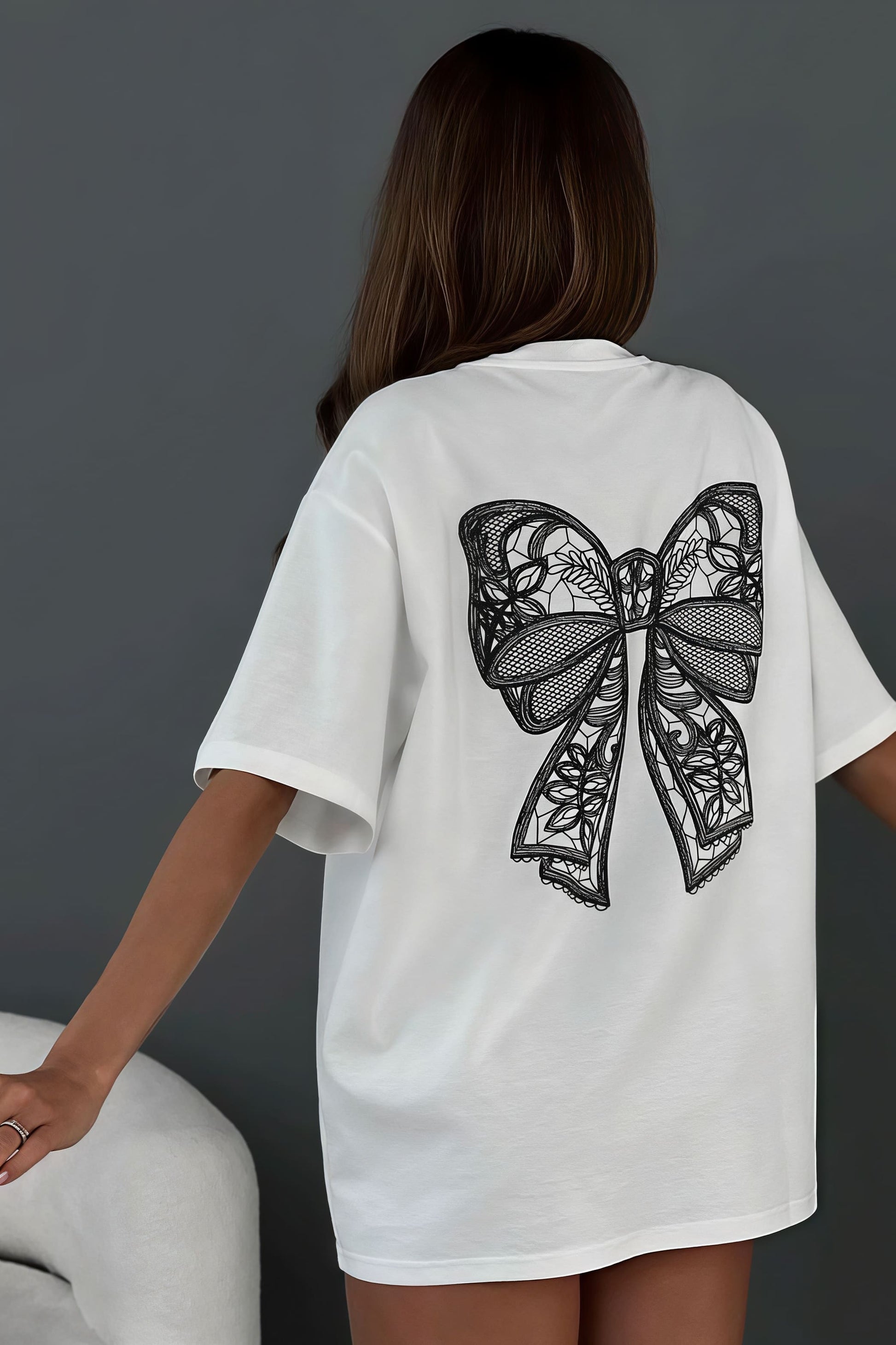 Minimalist Casual 3D Bow Lace Short Sleeve T-shirt - Seldom Seen Styles