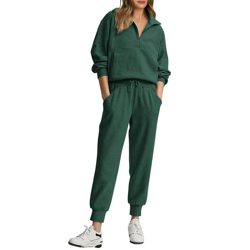 XiaRan Women's 2-Piece Sweatsuits Set Long Sleeve Half Zip Pullover Sweatpants Comfy Outfits