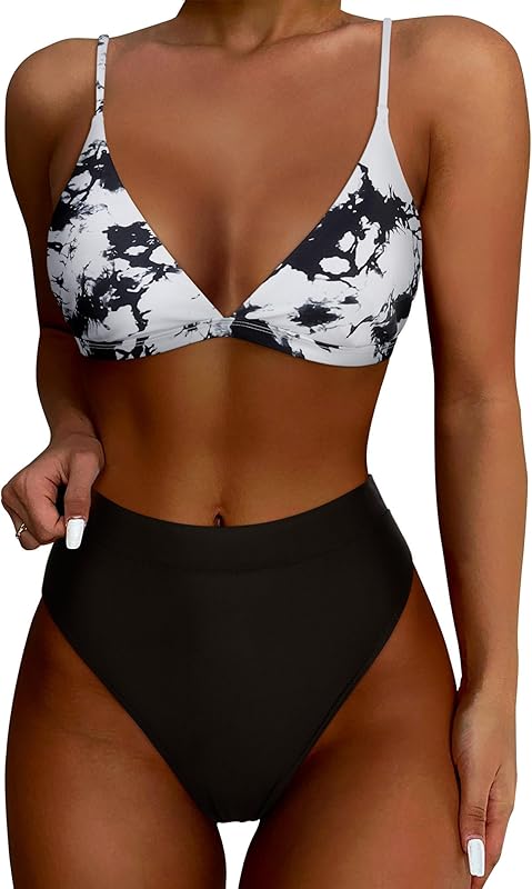 Women High Waisted High Cut Bikini Set Sexy Triangle Two Piece Swimsuits - Seldom Seen Styles