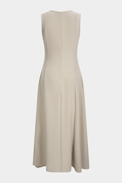 Robe midi sans manches à col rond