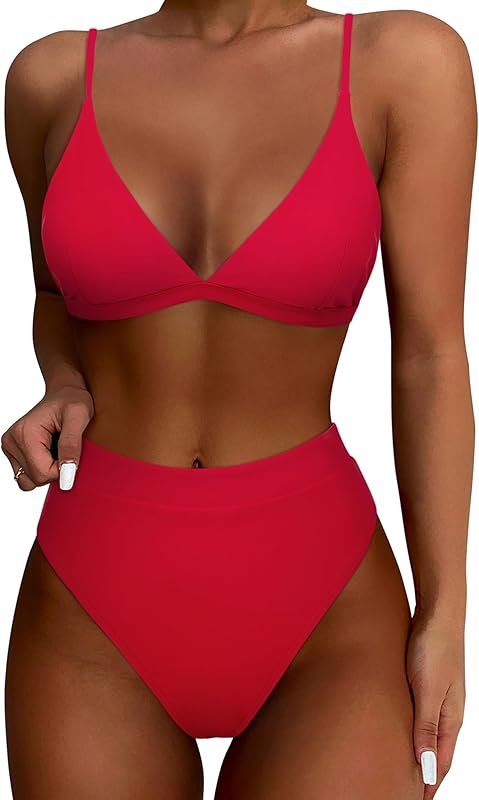 Women High Waisted High Cut Bikini Set Sexy Triangle Two Piece Swimsuits - Seldom Seen Styles