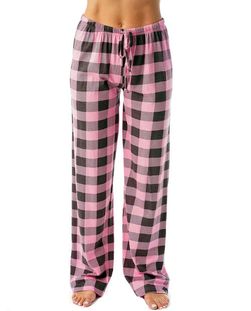 Women's Plaid Pyjama Bottoms Fleece Checked Pjs Pants Soft Drawstring Lounge Sleepwear for Ladies Women Sleep Bottoms for Fall & Winter - Seldom Seen Styles