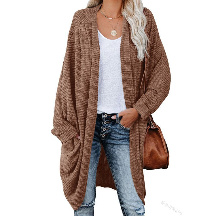 11Color Amazon Women's Cardigan Long Sleeve Cardigan Jacket Large Sweater Loose Bohemian Style Pocket Coat