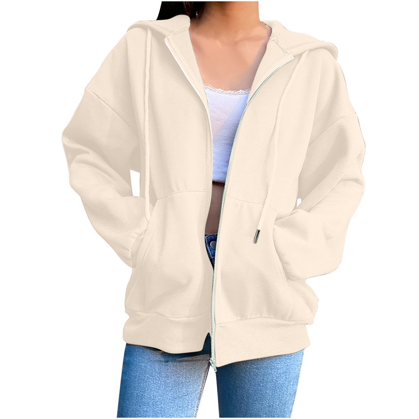 Womens Fall Fashion 2024, Vintage Zipper Oversized Loose Fit Hoodies Long Sleeve Jackets Soft Outfits Sweatshirts