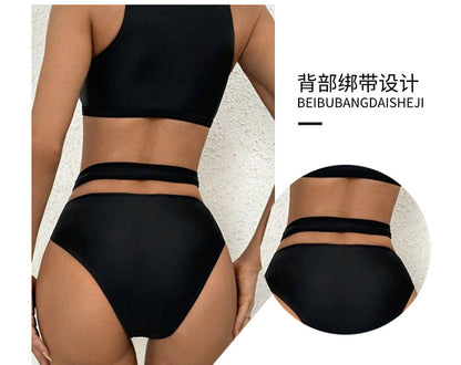 2024European and American Style New Sexy Solid Color Mesh Hollow Bikini bikini Women's Swimwear with Straps - Seldom Seen Styles