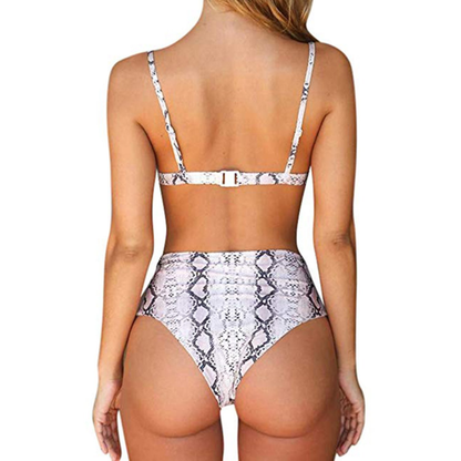 Women&apos;s Sexy Leopard Snake Print High Waist Bikini Set Swimsuit Swimwear Cheeky - Seldom Seen Styles