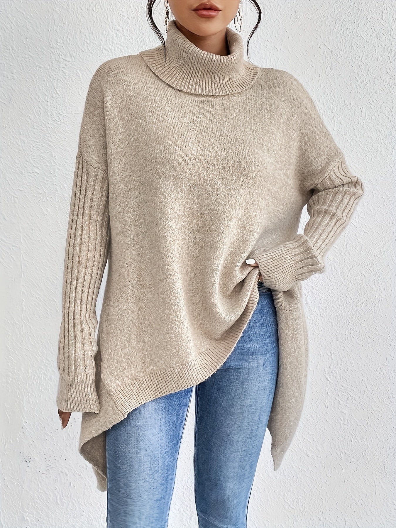 Women's Oversized Sweater Turtleneck Long Sleeve Casual Knit Tunic Pullover Sweaters Tops 2025 Fall Winter Outfits - Seldom Seen Styles
