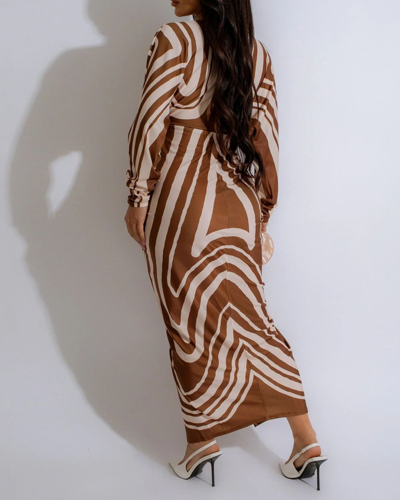 Vestido sexy con escote en V y mangas largas con abertura - Seldom Seen Styles