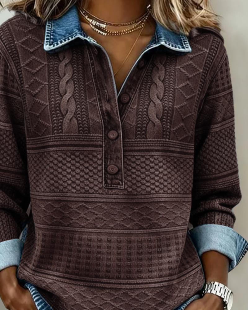 Dolores |Trendy Sweatshirt with Half Button and Collar - Seldom Seen Styles