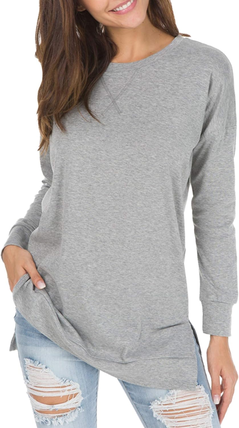 Women's Long Sleeve Side Slit Loose Tops