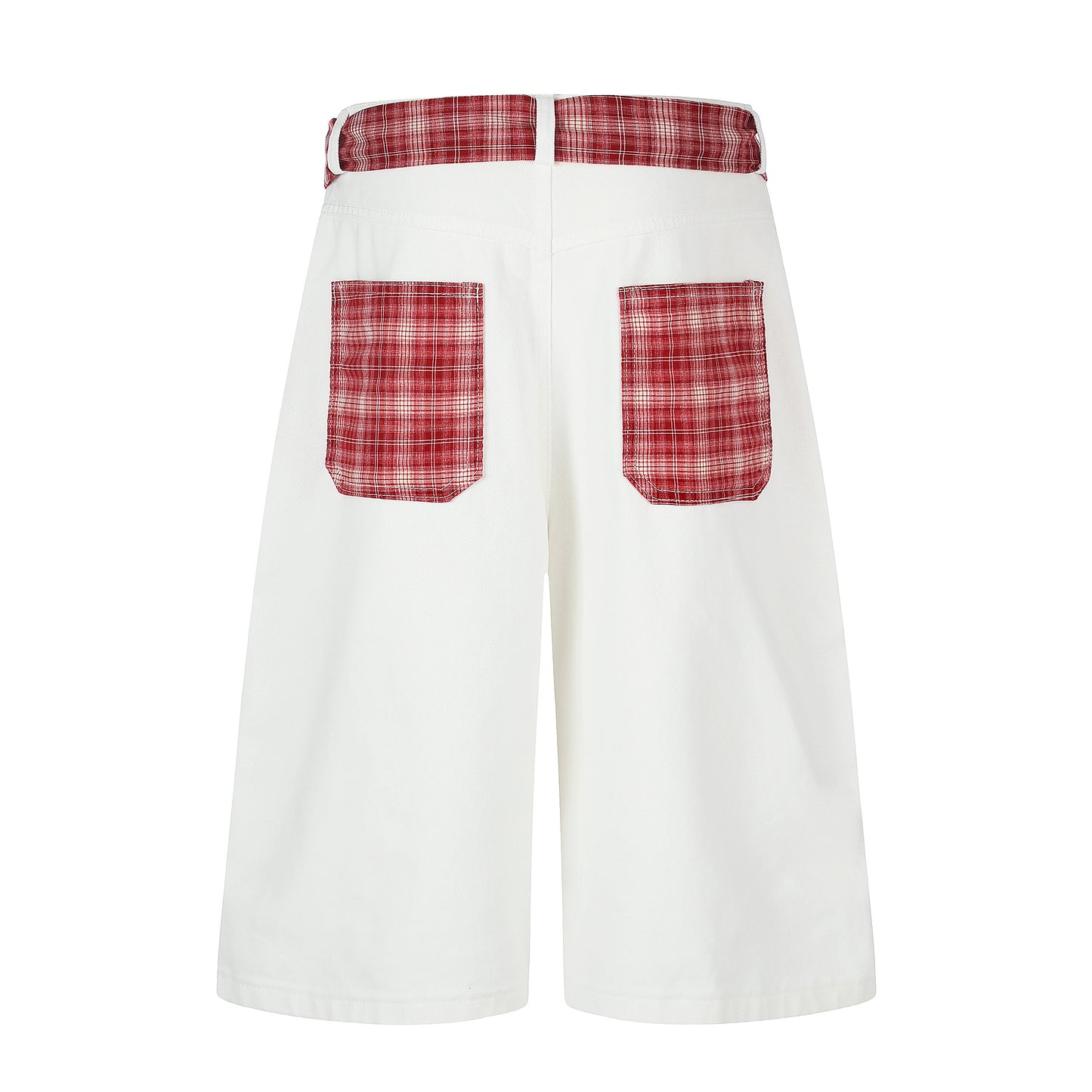 Women's Cute Embroidery Plaid Tie Wide Leg Denim Shorts High Waist Cherry Cat Bow Casual Sweet Streetwear Jean Shorts