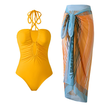 2025 New Solid Color Fashion Swimsuit Women Sexy Swimwear One-Piece Two-Piece Set - Seldom Seen Styles