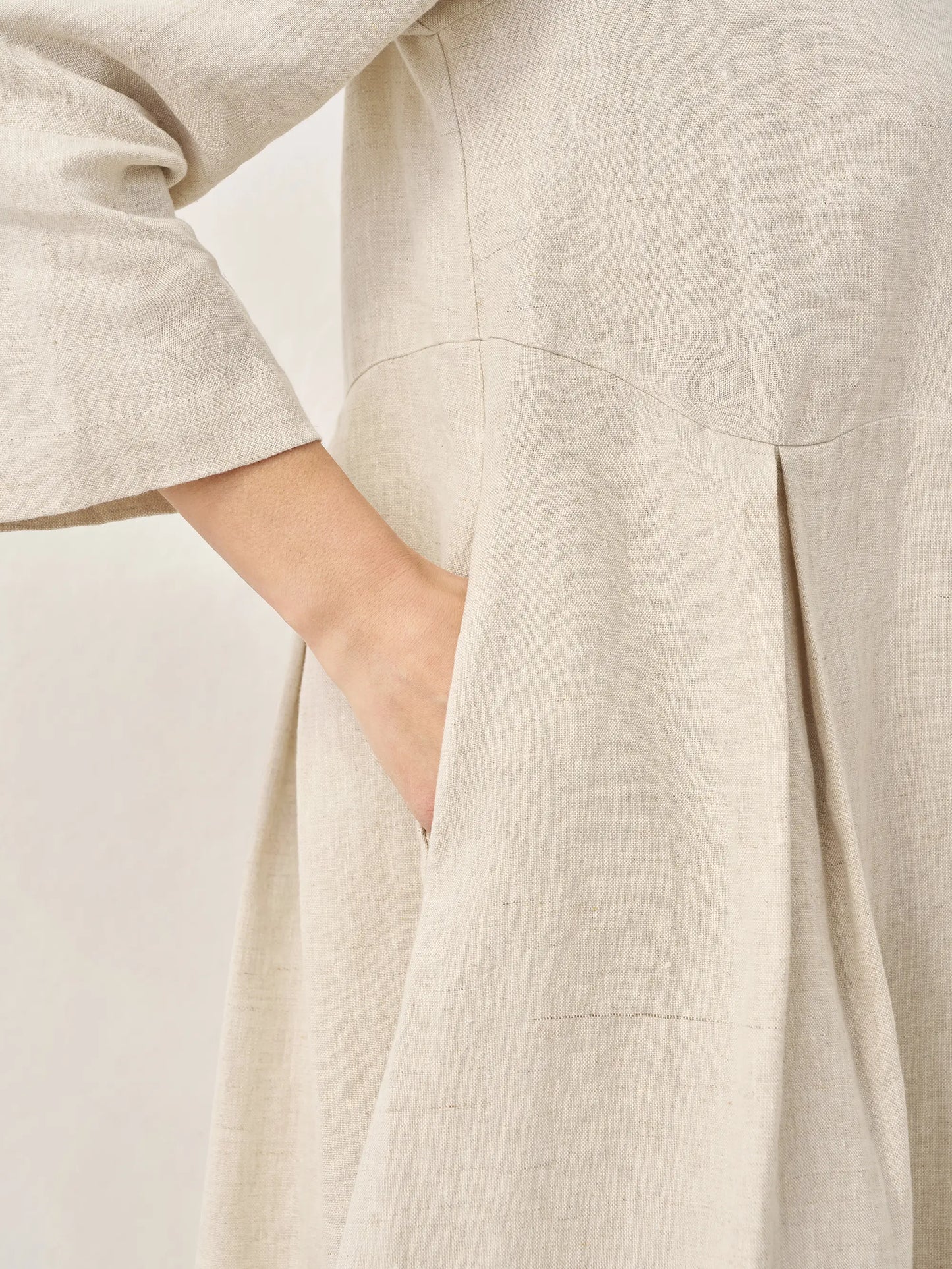 100% Linen Bateau Neck Pleated Maxi Dress ABIGAIL - Seldom Seen Styles