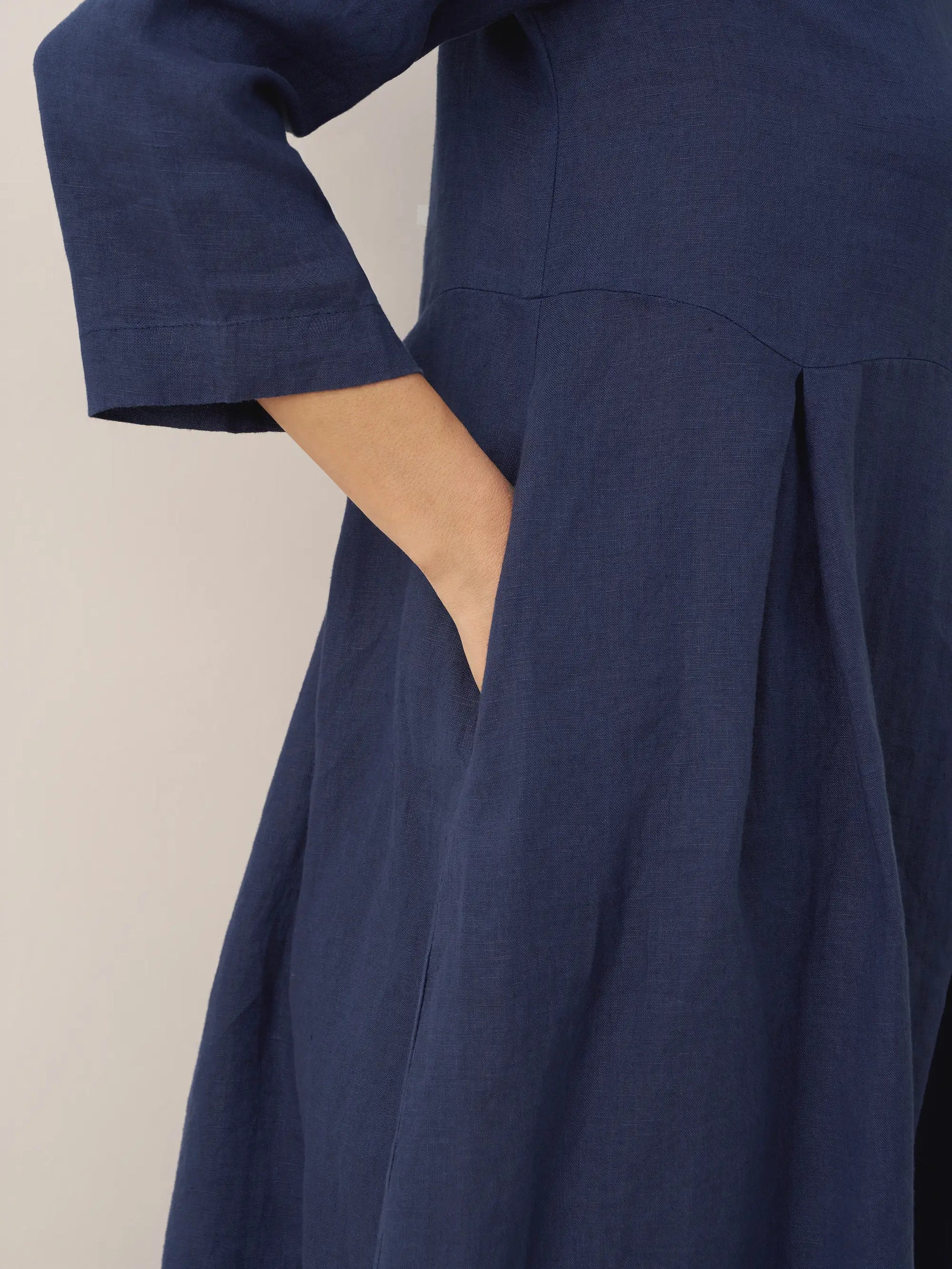 100% Linen Bateau Neck Pleated Maxi Dress ABIGAIL - Seldom Seen Styles