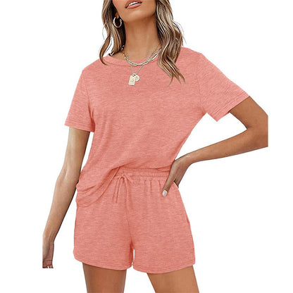 2025Summer New Women's Two-Piece Set Solid Color Short Sleeve T Casual T-shirt and Shorts Set for Women - Seldom Seen Styles