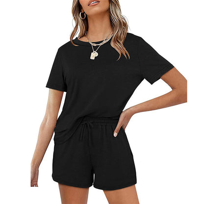 2025Summer New Women's Two-Piece Set Solid Color Short Sleeve T Casual T-shirt and Shorts Set for Women - Seldom Seen Styles