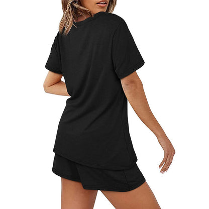 2025Summer New Women's Two-Piece Set Solid Color Short Sleeve T Casual T-shirt and Shorts Set for Women - Seldom Seen Styles