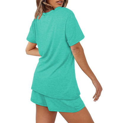 2025Summer New Women's Two-Piece Set Solid Color Short Sleeve T Casual T-shirt and Shorts Set for Women - Seldom Seen Styles