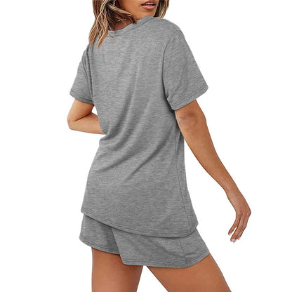 2025Summer New Women's Two-Piece Set Solid Color Short Sleeve T Casual T-shirt and Shorts Set for Women - Seldom Seen Styles