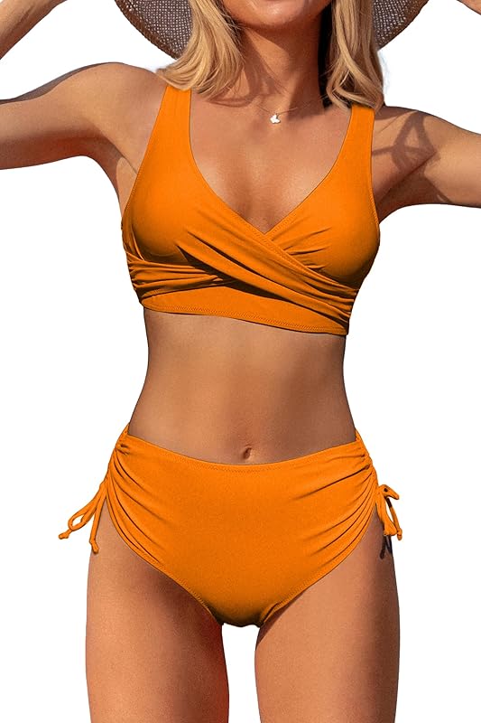 Women's High Waisted Bikini Twist Front Tie Back 2 Piece Swimsuits - Seldom Seen Styles