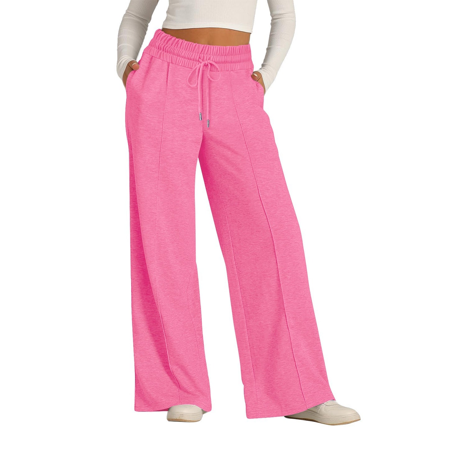 Women's Wide Leg Sweatpants Casual Loose Solid Color Pants Comfy Lounge Joggers Baggy Sweatpants Pockets - Seldom Seen Styles