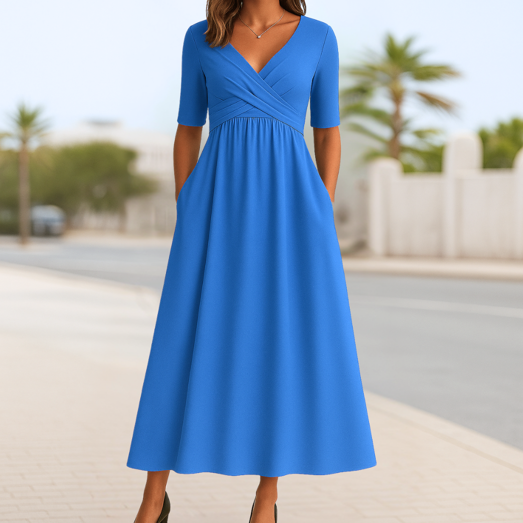 Women’s Dress | Crossed V-Neck Short Sleeve - Seldom Seen Styles
