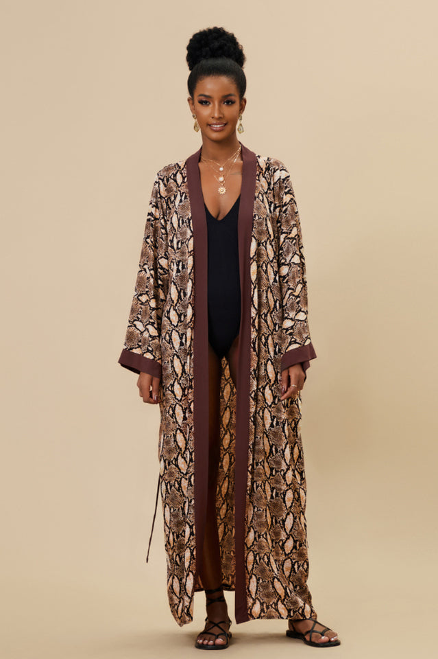 Print Belted Kimono Dress - Seldom Seen Styles