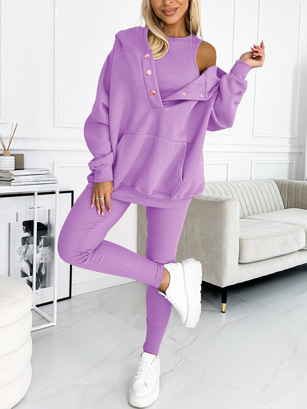 (S-5XL) Plus Size Casual and Comfortable Sweatshirt Three-piece Suit - Seldom Seen Styles