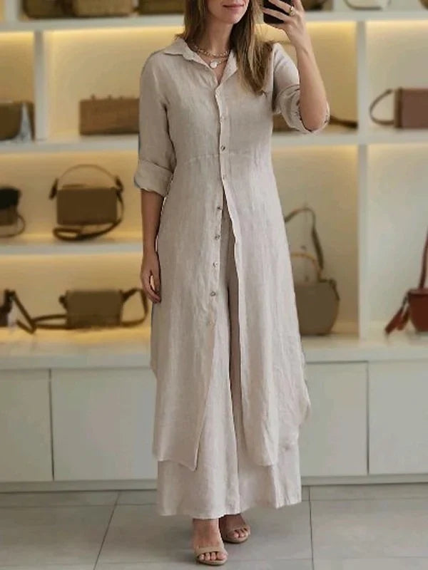 Women Casual Cotton and Linen Two-piece Set - Seldom Seen Styles