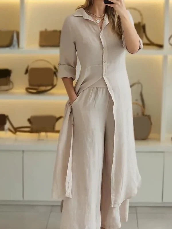 Women Casual Cotton and Linen Two-piece Set - Seldom Seen Styles