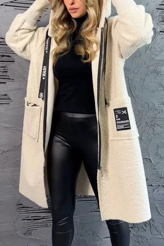 Casual Solid Color Plush Hooded Coat - Seldom Seen Styles