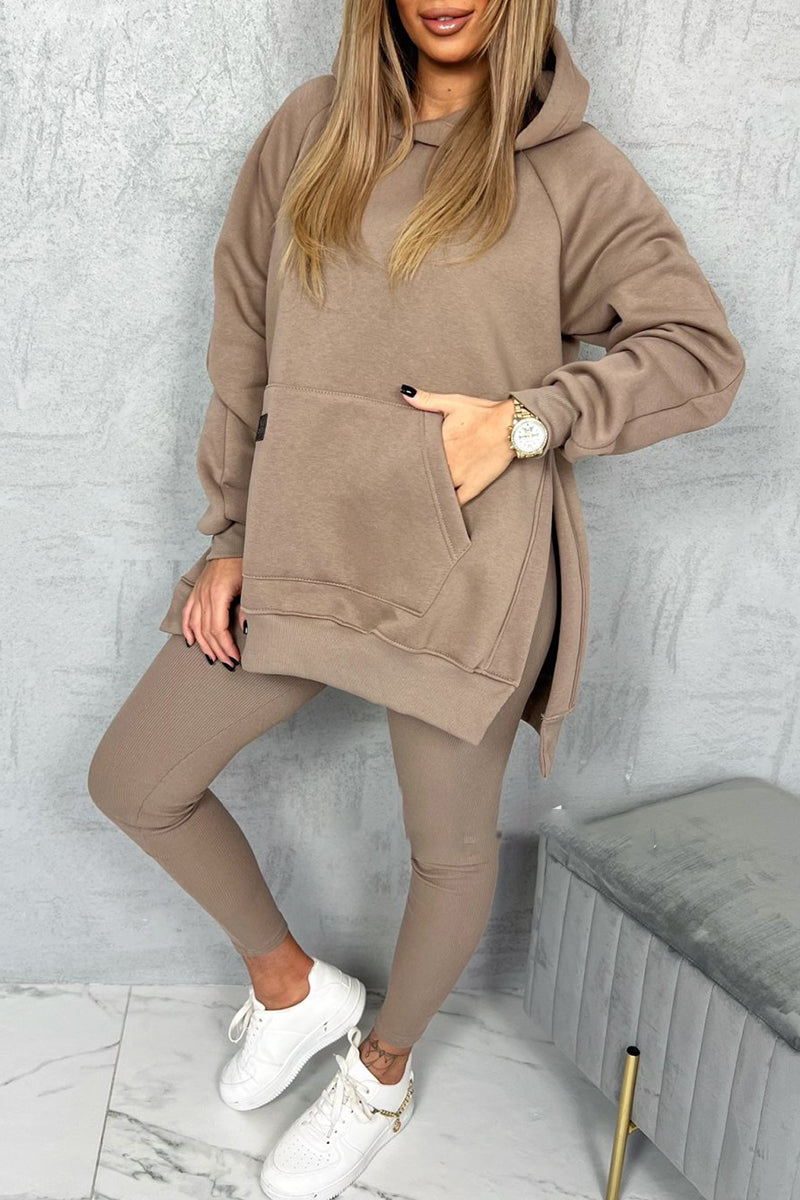 Women's Hooded Slit Casual Suit - Seldom Seen Styles