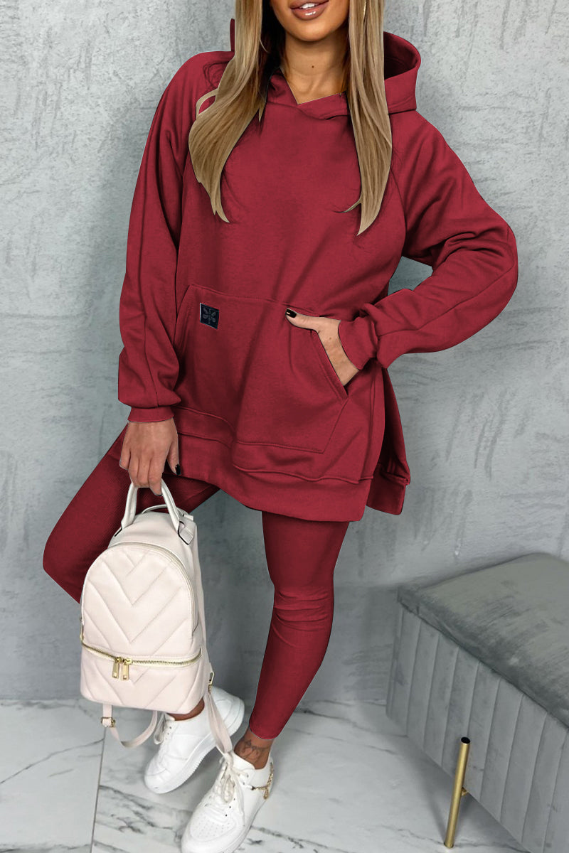 Women's Hooded Slit Casual Suit - Seldom Seen Styles