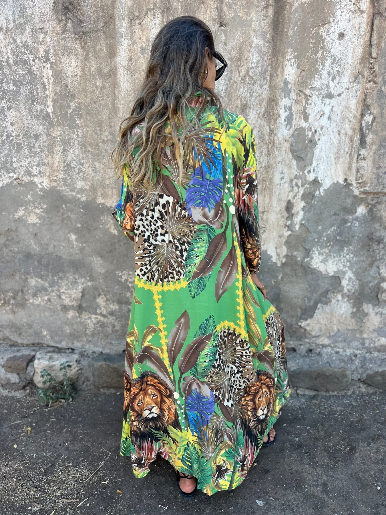 Women's Lapel Plant and Animal Print Casual Long Shirt - Seldom Seen Styles