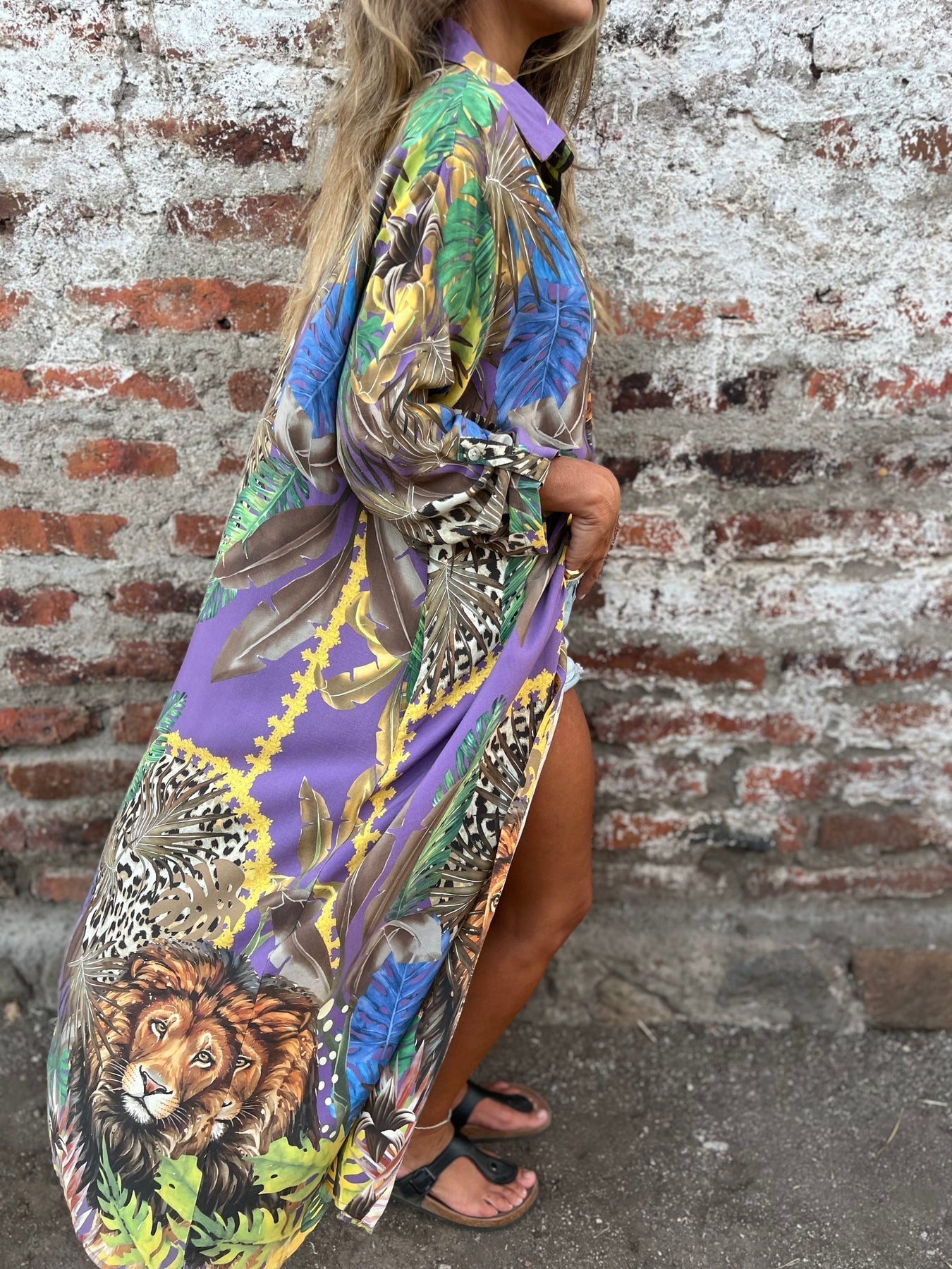 Women's Lapel Plant and Animal Print Casual Long Shirt - Seldom Seen Styles