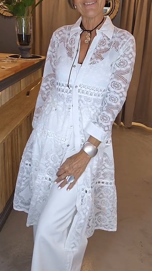 Women's Hollow Lapel Long Top - Seldom Seen Styles