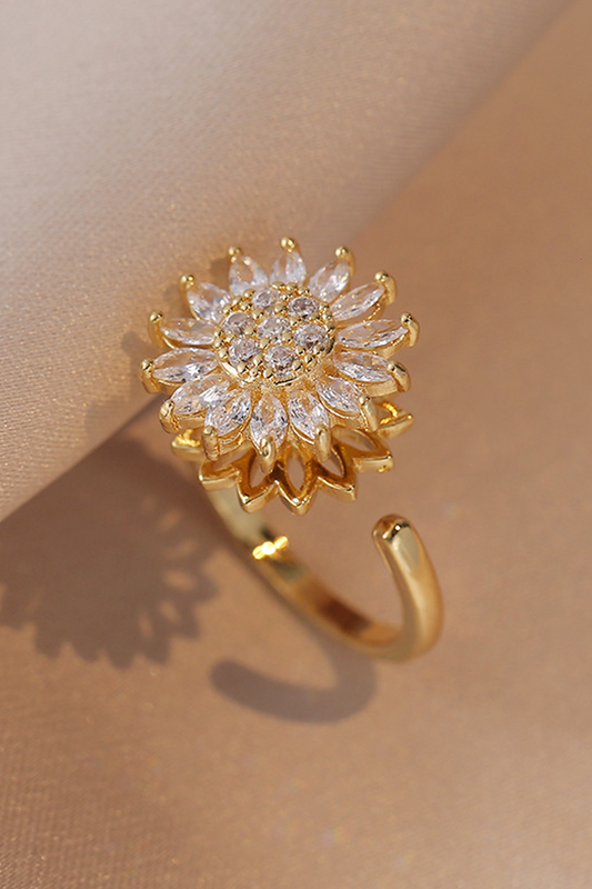 Women's Sunflower Diamond Ring Rotatable - Seldom Seen Styles