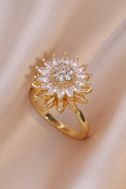 Women's Sunflower Diamond Ring Rotatable