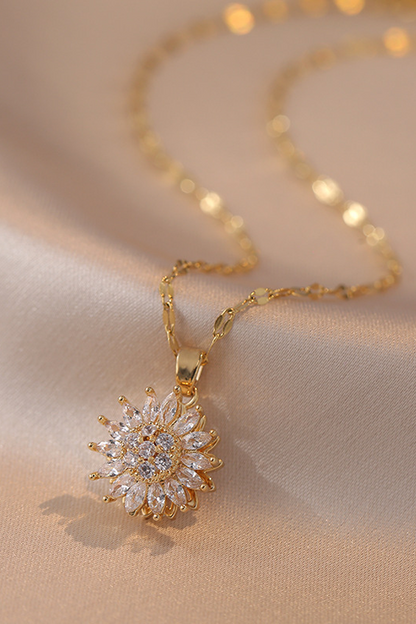 Women's Sunflower Diamond Pendant Necklace