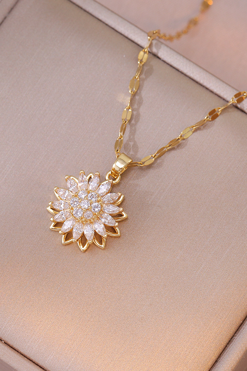 Women's Sunflower Diamond Pendant Necklace - Seldom Seen Styles