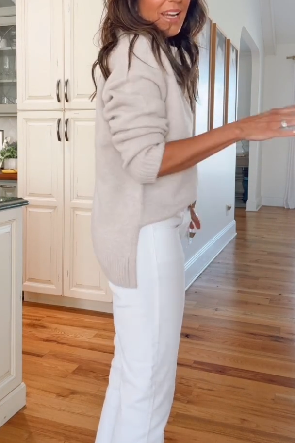 Women's Casual Solid Color V-Neck Knitted Sweater With Casual Pants - Seldom Seen Styles