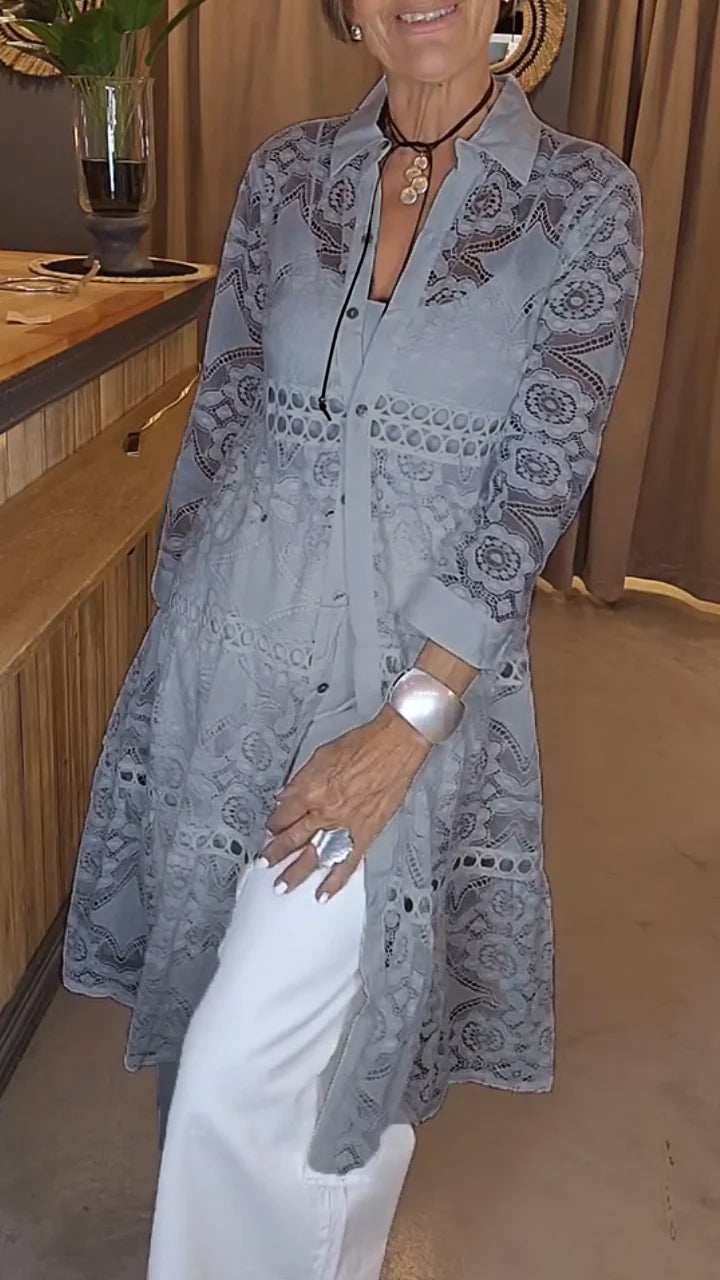 Women's Hollow Lapel Long Top - Seldom Seen Styles