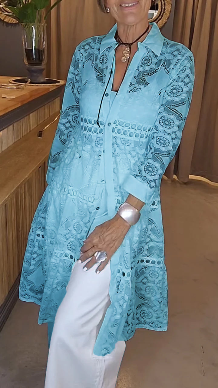 Women's Hollow Lapel Long Top - Seldom Seen Styles