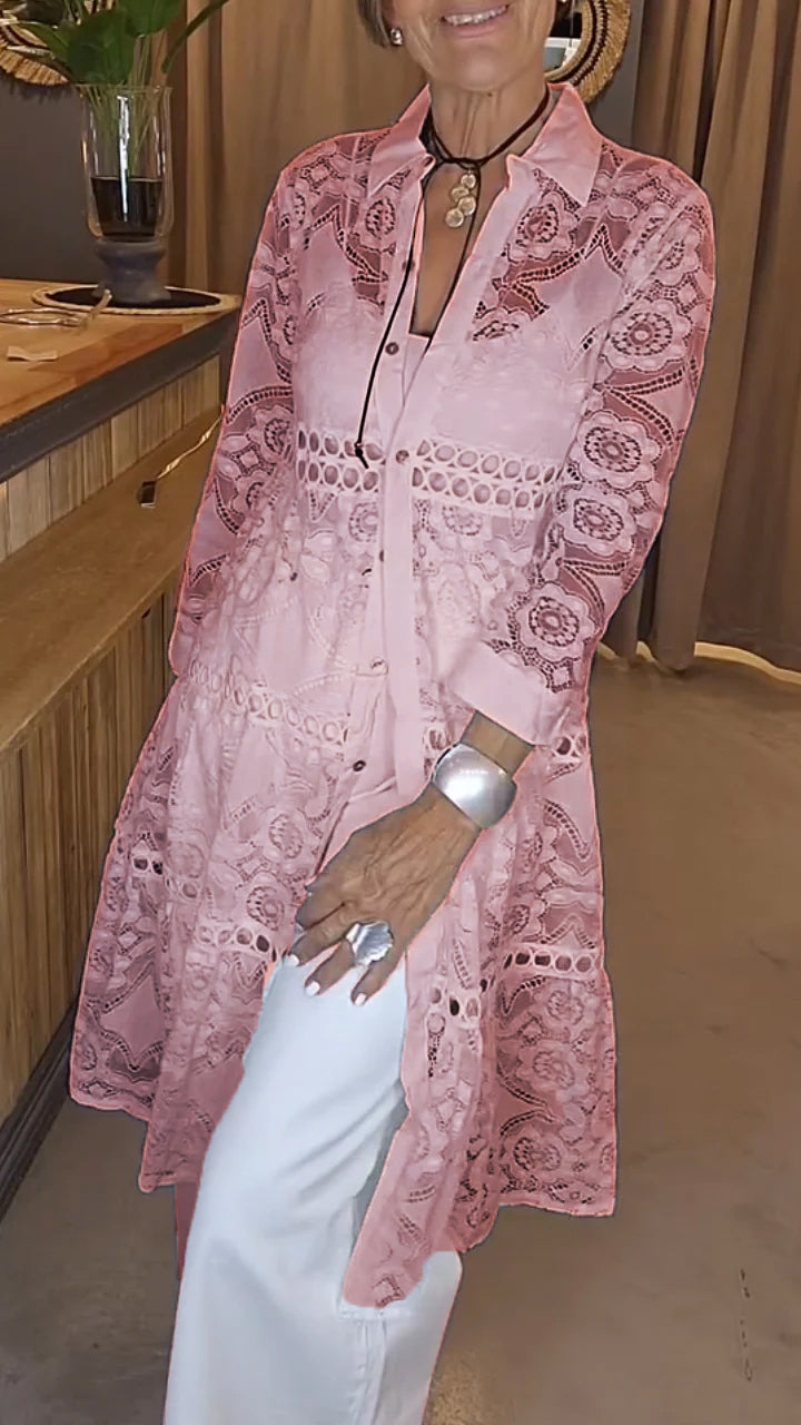 Women's Hollow Lapel Long Top - Seldom Seen Styles