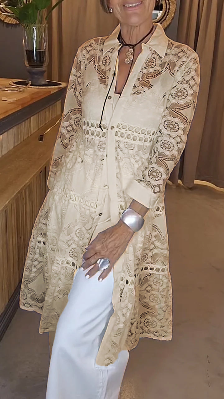 Women's Hollow Lapel Long Top - Seldom Seen Styles