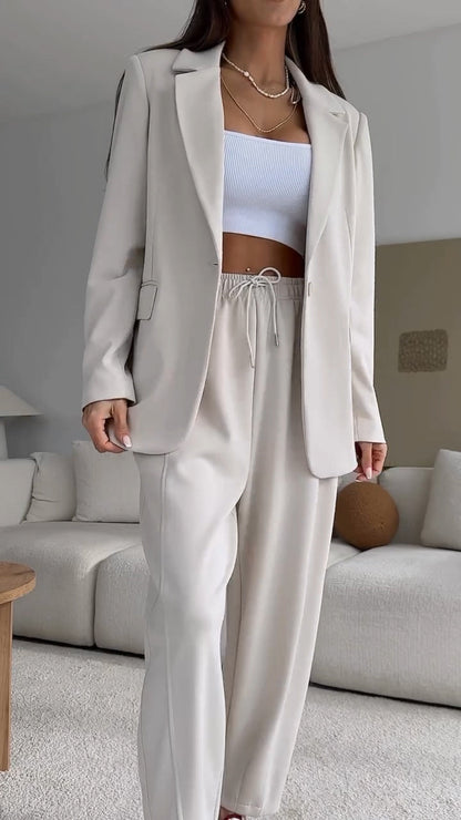 Women's Lapel Solid Color Commuter Suit